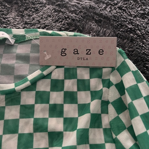 Adorable green checkerboard sheer bodysuit - Picture 2 of 6